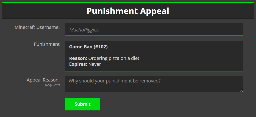 GUI based moderation system example
