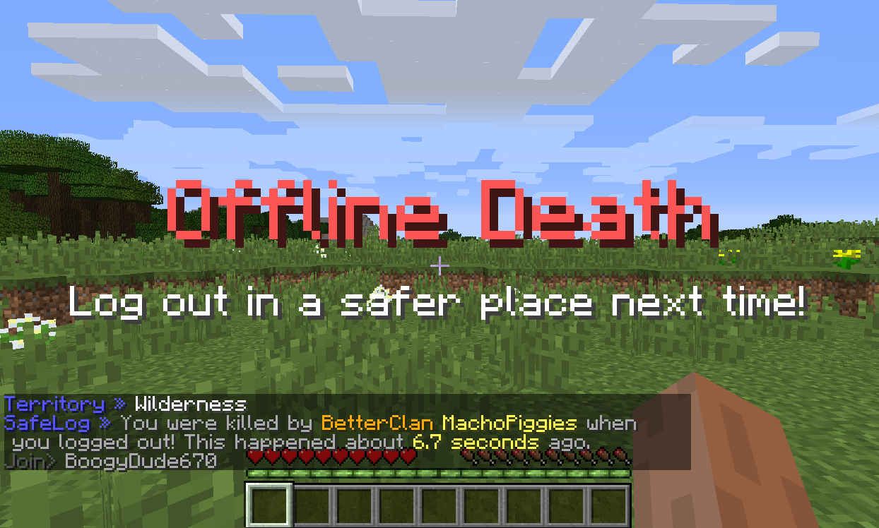 Combat logging plugin example which placed entities at the players log out location where killing them would drop the players belongings